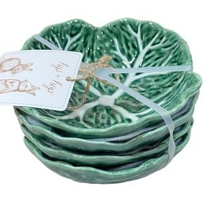 Maxcera Embossed Green Cabbage Spring Easter Bowl set of 4 NEW 6”